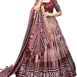 Women's Lehenga Choli | Tussar Silk With Patola Print With Foil Work For Women Solid Patola Print And Foil Work Lehenga-picture-11