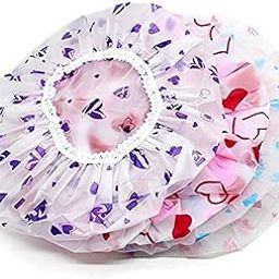 MAHNTMART Shower Cap Set of 6 for Women, Reusable Waterproof Elastic Eva Free-Size Bathroom Shower Caps - For Homes, Spas, Salons, Hair Treatment, Beauty Parlors (Multicolored and Multi-design)-image-18