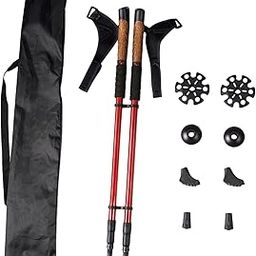 SAZ DEKOR® 2Pcs Mountain Trekking Poles Telescopic Stick for Backpackers Hikers Walking Red-image-90