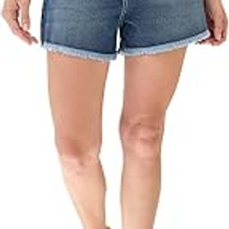 Women Slim Fit Mid-Rise Frayed Hem Denim Shorts-image-3