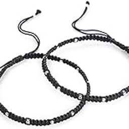 Pair Of 925 Sterling Silver Designer Adjustable Black Thread Nazariya Anklet With 24 Silver Balls For Girls And Women - 4 Grams-4