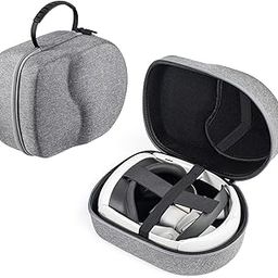 Ethylene Vinyl Acetate (Eva) Hard Carrying Case For Meta Quest 3/3S/Meta Quest 2/Meta Quest Pro/Pico 4/Pico 4 Pro Vr Headset Accessories Protectio Official Elite Head Strap, Grey-19