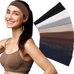 8 Pack Headbands for Women, Elastic Non-Slip Hair Bands Workout Headbands for Women Soft Cotton Cloth Sports Headband for Running Yoga Daily Workout-image-43