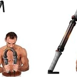 Proberos® Power Twister Bar 110lbs-154lbs Resistance Advanced Carbon Steel Upper Body Training for Chest Arms Shoulders Rubberized Grip Durable Home Gym Workout Equipment Grey 2PCS-image-60