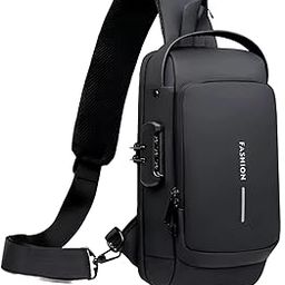 Black Sling Bag for Men & Women | Crossbody, Chest & Shoulder Travel Bag | Waterproof Polyester with Dual Zipper, USB Charging Port & Password Lock | Document Carry & Hand Bag-picture-6