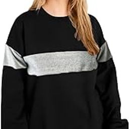 Women's Loopknit Boyfriend/Loose Fit Round Neck Sweatshirt (Color Black)-image-24