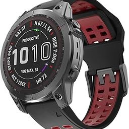 Isabake Compatible with Fenix 7 Band 22mm Easy-fit Silicone Watch Strap Replacement for Fenix 5/Fenix 5 Plus/Fenix 6/Fenix 6 Pro/ Forerunner 935/Forerunner 945/Approach S60/Quatix 5-88