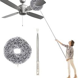Senvox Microfiber Round Feather Duster, Extendable Duster with 100 inches Long Handle, Bendable Head Dusters for Cleaning Ceiling High Ceiling, Fan, Blinds, Furniture & Cars. (Standard)-image-12
