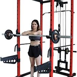 GAMMA FITNESS Power Squat Rack PR-40 Luxury | Power Squat Rack with LATS Pull Down PR-40 in Commercial Pipe| with Jhooks and Safety Panels, Power Squat Racks-picture-9