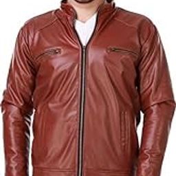 Treandy Men's Leather High Neck Jacket, Full Sleeve, Regular Fit, Zipper Closure, Classic Biker Style | Stylish,Casual Wear | Soft, Comfortable-image-6