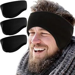 Fleece Ear Warmers for Women Men 3 Pcs Ear Muffs Covers for Winter Running Yoga Skiing Riding (Black)-image-4