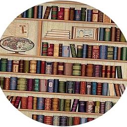 LOSA Round 3D Books Waterproof Table Cover Tablecloth for Table 150cm Dia-image-1
