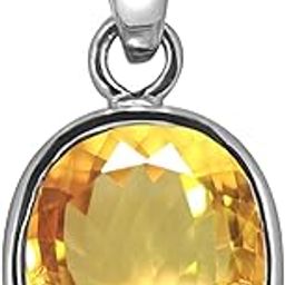3 to 12.50 ratti Silver Citrine Crystal Pendant sunehla Pendant for Men and Women-2