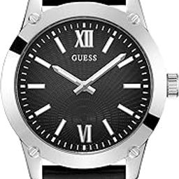 Men's 44Mm Analog, Leather Watch - Black Strap Dial Silver Tone Case, Classic-picture-36