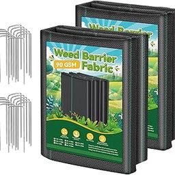 Domusensus 3ftx50ft Landscape Fabric, Weed Barrier Fabric Heavy Duty 3.2oz, Woven Geotextile Weed Blocker Landscaping Fabric, Garden Ground Cover Weed Control Mat with 20 Landscape Staples (2 Pack)-image-87