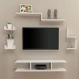 Ganga Wall Mounted TV Entertainment Unit – Perfect for Home Décor (White)-image-91