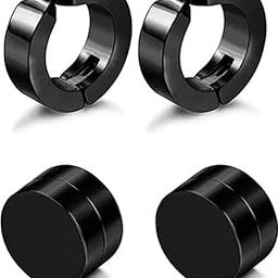Magnetic Stud Earrings, 8 mm, Stainless Steel, Black, Set of 2 Pairs-image-79