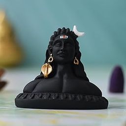 eCraftIndia Black Resin Adiyogi Shiva Statue for Car Dashboard| Adiyogi Statue for Home Decor Pooja Room Office| Shiv Mahadev Murti Lord Shiva Idol Gift for Diwali Maha Shivratri Housewarming Birthday-15