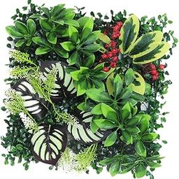 HEAVENGLOW 9.8x9.8inch Simulation Grass Greenery Wall Panel Decor for Terrace, Bathroom Style H-image-60