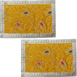 Aasanwala Combo of Yellow Pooja Aasan Velvet Square for Mandir, Temple Home Décor, Slab, Table Décor (30 * 30 cm)-image-19