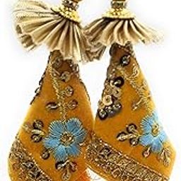 Beautiful Handmade Ethnic Tassels Hanging Latkan for Blouse Lehenga Dress (Size Medium - 2 PC) (Mango Yellow)-picture-12