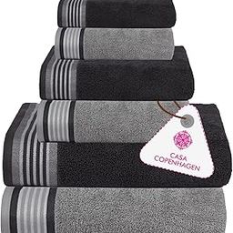 Casa Copenhagen Germany Design'26.12 - He & She Super Soft Collection 100% Super Soft Cotton 6 Piece Towel Set, Includes 2 Bath Towels 2 Hand Towels 2 Washcloths - Dark Mirage Grey & Granite Grey-image-34