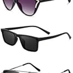 Unisex combo offer pack of 5 shades Unisex Fashion Sunglasses Set, 5 Pairs, Metal Frame, Black and Silver - Combo5-4718-image-86