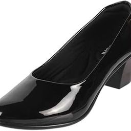 Women's Glossy Mid Heel Formal Court Shoes-picture-40
