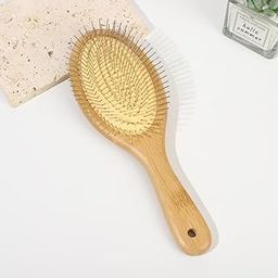 ZAVASIKA Bamboo Hair Brush With Steel Bristles, Bamboo(Wooden)airbag comb Detangling Wooden Paddle Hairbrush for Massaging Scalp, for Women Men and Kids, for All Hair Types, with Ergonomic handle (Oval)-picture-25