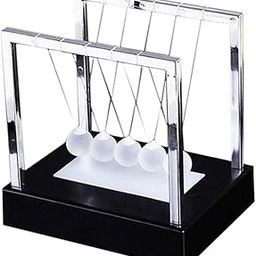 UJEAVETTE Newtons Cradle Glass Balance Balls Gadget Desk LED Light Wave Home Black-picture-31