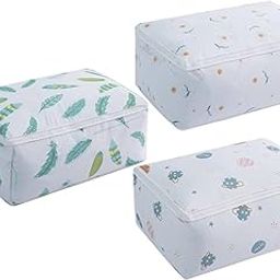 COFIEX Moisture-Proof Quilt Storage Bags - Keep Quilts, Coats, Jackets, Pillows, and Blankets Organized, Dust-Free, and Mildew-Free - Perfect for Underbed Storage - Pack of 3-23