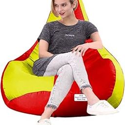 RnS Rest 'n' Sleep - Bean Bag Filled with Beans for Living Room, Bed Room for Relaxing, with 1 Year Warranty (3XL, Red/Yellow) (TD09)-image-20