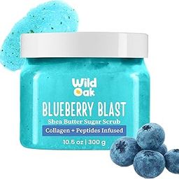 WildOak Blueberry Blast Shea Butter Sugar Body Scrub | 300gm | With Collagen & Peptides | Tan Removal | Lightens Dark Area - Neck & Elbows | Smoothen Bumpy Legs & Hands | Hydrating & Exfoliating Scrub-22