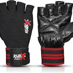 RUBX Leather Gym Gloves for Men & Women with Wrist Support – Half Finger Workout Gloves for Weightlifting, Training, Fitness, Biking, Hand Protection & Grip Strength – Gym Accessories (Red & Black)-picture-21