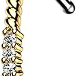 316L Stainless Steel Gold Plated No-Tarnish No-Rusting Crystals Arc Nose Pin For Women And Girls (NR0209) 1 Pc-image-97