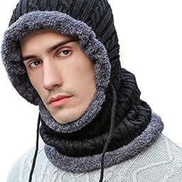 Winter Beanie Monkey Cap Hood for Women | Stretchable Skull Soft Combined Scarf with Drawstring Multi Use Woolen Balaclava Neck Warmer Scarf Casual Cap Hat for Men & Women | Freesize-image-16