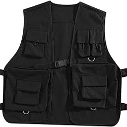 THE STYLE SUTRA Utility Vest Front Buckle Cargo Vest for Men Women Adults Outdoor Activities L Black | Clothing, Shoes & Accessories | Mens Clothing | Coats & Jackets-picture-11