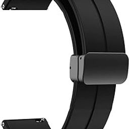 T TECLUSIVE Silicone Strap Band with Magnetic Lock 20mm Compatible for Galaxy Watch 3 41mm | Galaxy Watch 42mm Active 2 | Amazfit Bip GTS | Adjustable Silicon Band (Black)-image-75