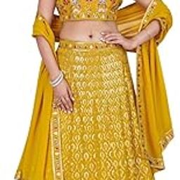 Women Foux Georgette Embroidery Work || Full-Stitched Lehenga Choli For Women with Dupatta, solid work-image-48
