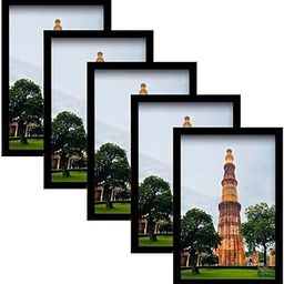 Deyodre A4 Size Photo Frame Set of 5 | Wall-Mount | Plexi Glass | Frame For Home and Office Decoration | 8x12 Inches (Black)-4