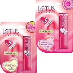 Lotus Herbals Lip Lush Strawberry Crush 3.5g, Rosy Rose Blush 3.5g, Set of 2-image-58