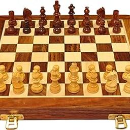 PALM ROYAL HANDICRAFTS Wooden Handcrafted Foldable Magnetic Chess Board Set with Magnetic Piece and Extra Queens for 2 Players Kids and Adults (10x10 Inches, Brown).-19