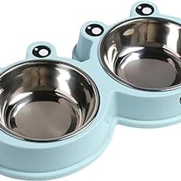 Foodie Puppies 2-in-1 Food and Water Bowl for Cats and Kittens - (Frog Bowl, Small) 200ml Each | Non-Slip, Non-Toxic Pet Feeding Plastic Frog Face Shaped Double Bowl Food & Water Feeder-18
