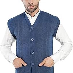 Men's Front Open Buttoned Sleeveless Solid Color Cardigan/Woolen Jacket/Waist Coat/Sweater with Pockets-6
