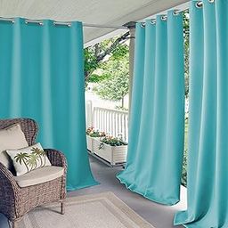 Elrene Home Fashions 20866ELR Connor Indoor/Outdoor Solid Grommet Panel Window Curtain, Room Curtains, Hanging Curtains, Turquoise, 52" X 108"-image-43