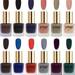 Volo Velvet Dull Matte Nail Polish Combo in Wholesale Rate(Chocolate Brown, Black, Russian Navy Blue, Light Peach, Sand Nude, Nude, Dark Coffee, Blue, Coral, Grey 96 ml) Pack of 12-image-80
