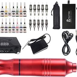 JAZZY PEARLS Professional Cartridge Tattoo Machine Pen Rotary Set Foot Pedal Red-picture-28