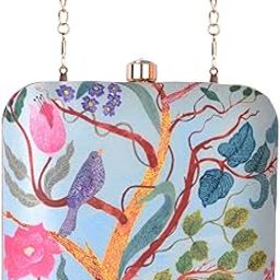 Floral Printed Clutch Bag For Women With Detachable Chain Strap-image-93