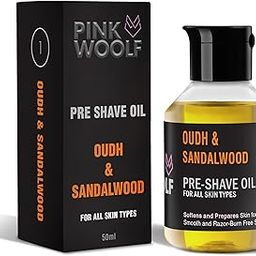 Pink Woolf Pre Shave Oil for Men (OUDH & SANDALWOOD) | Softens Beard & Prepares Skin for a Smooth, Razor Burn-Free Shave | Shaving Kit Essential | All Skin Types – 50ml-image-1