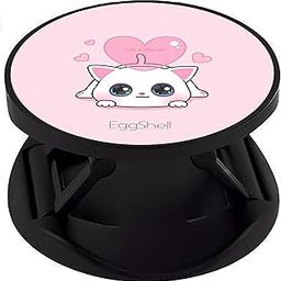 EggShell Premium Tabletop Finger Grip Back Holder (Sockets) Glossy Finish Effect with Black Expanding Stand and Fold Compatible All Basic Cell Phone & Tablets (Cute Cat)-15